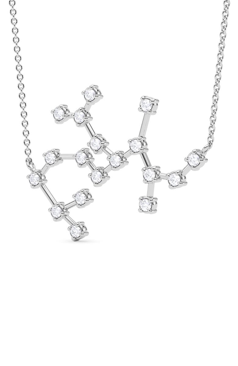 HauteCarat Sagittarius Constellation Lab Created Diamond Necklace, Alternate, color, 18K White Gold