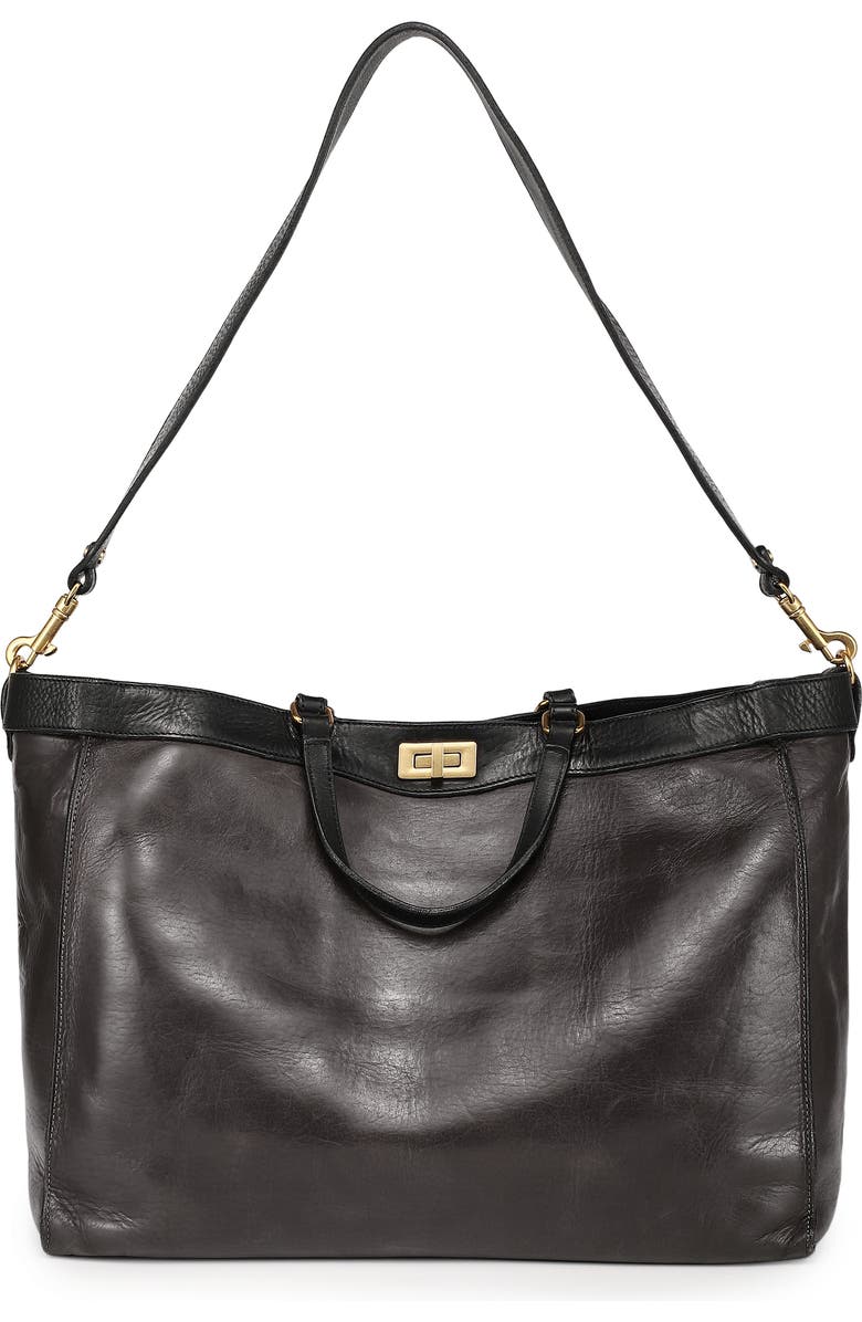 OLD TREND Ixia Genuine Leather Jet Set Travel Tote, Alternate, color, Taupe