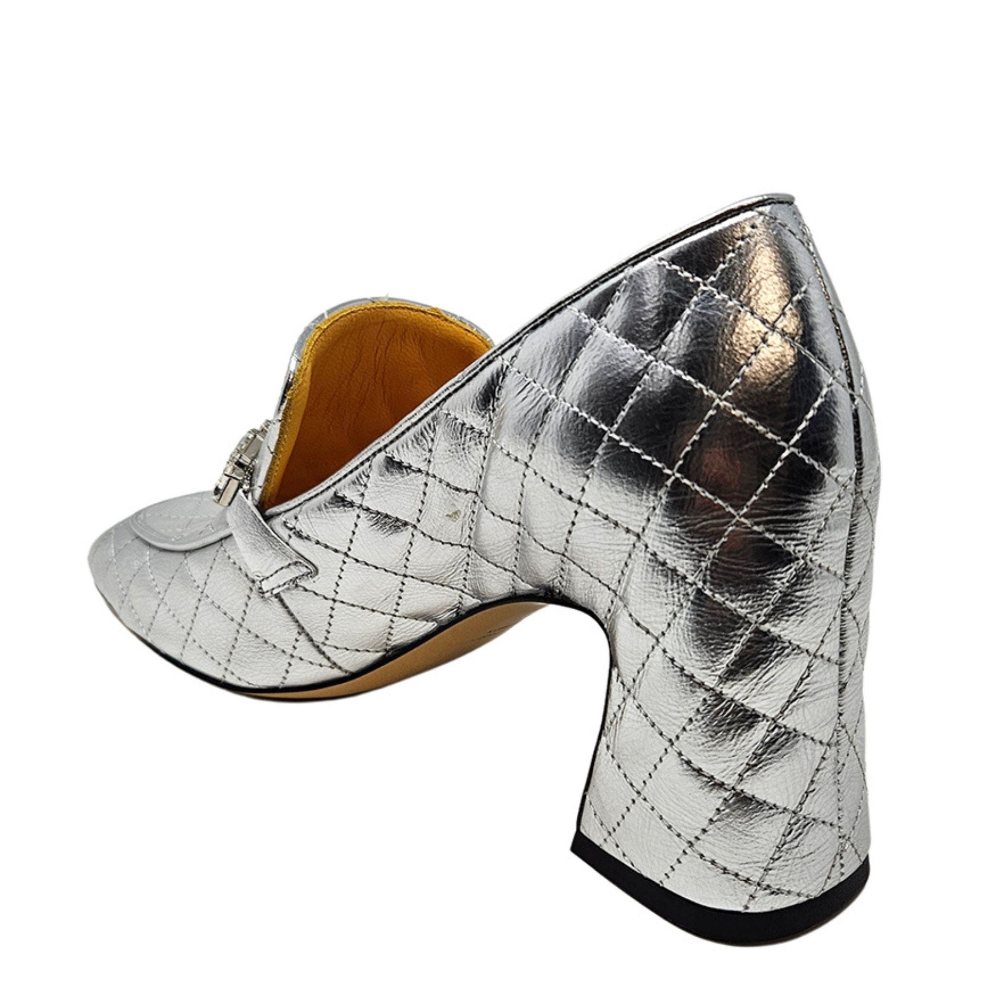 Heel Quilted Loafer, Alternate, color, Silver