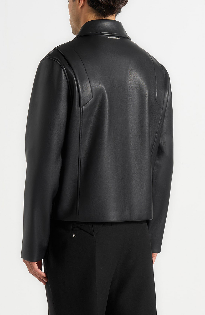 Manière De Voir Yves Minimal Leather Jacket, Alternate, color, Black