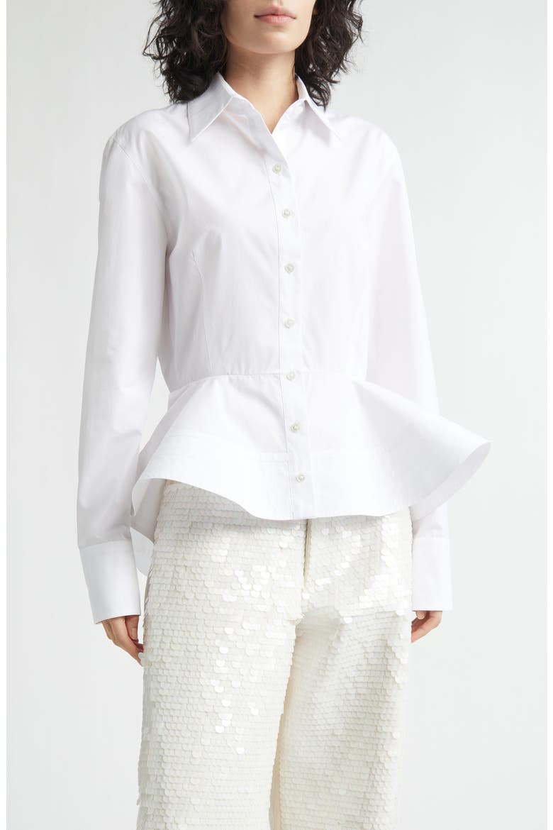 Cotton Poplin Peplum Shirt, Main, color, PURE WHITE