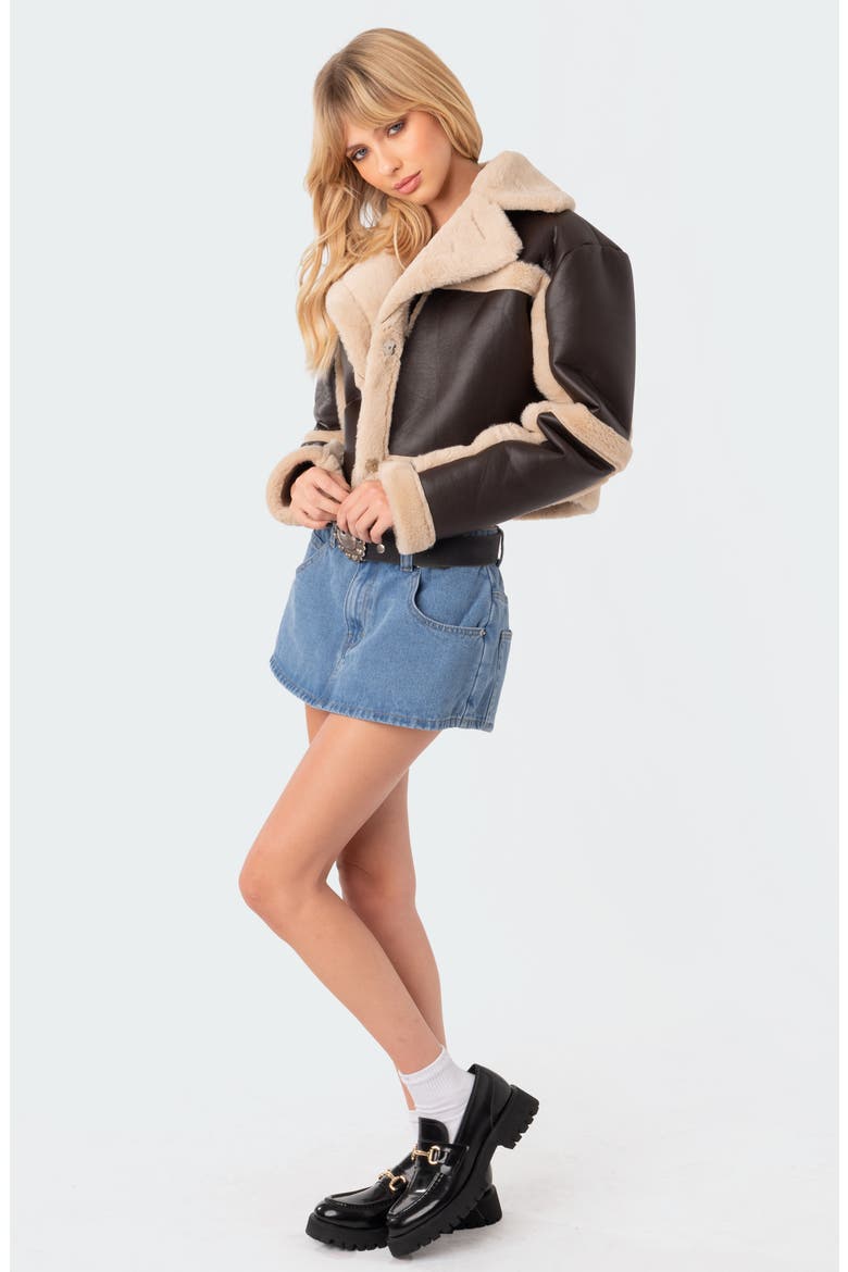 Ricky Faux Shearling Jacket, Alternate, color, BROWN