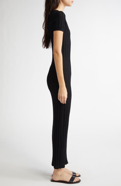 LOULOU DE SAISON LOULOU DE SAISON ARUBA RIB POINTELLE FITTED MAXI SWEATER DRESS