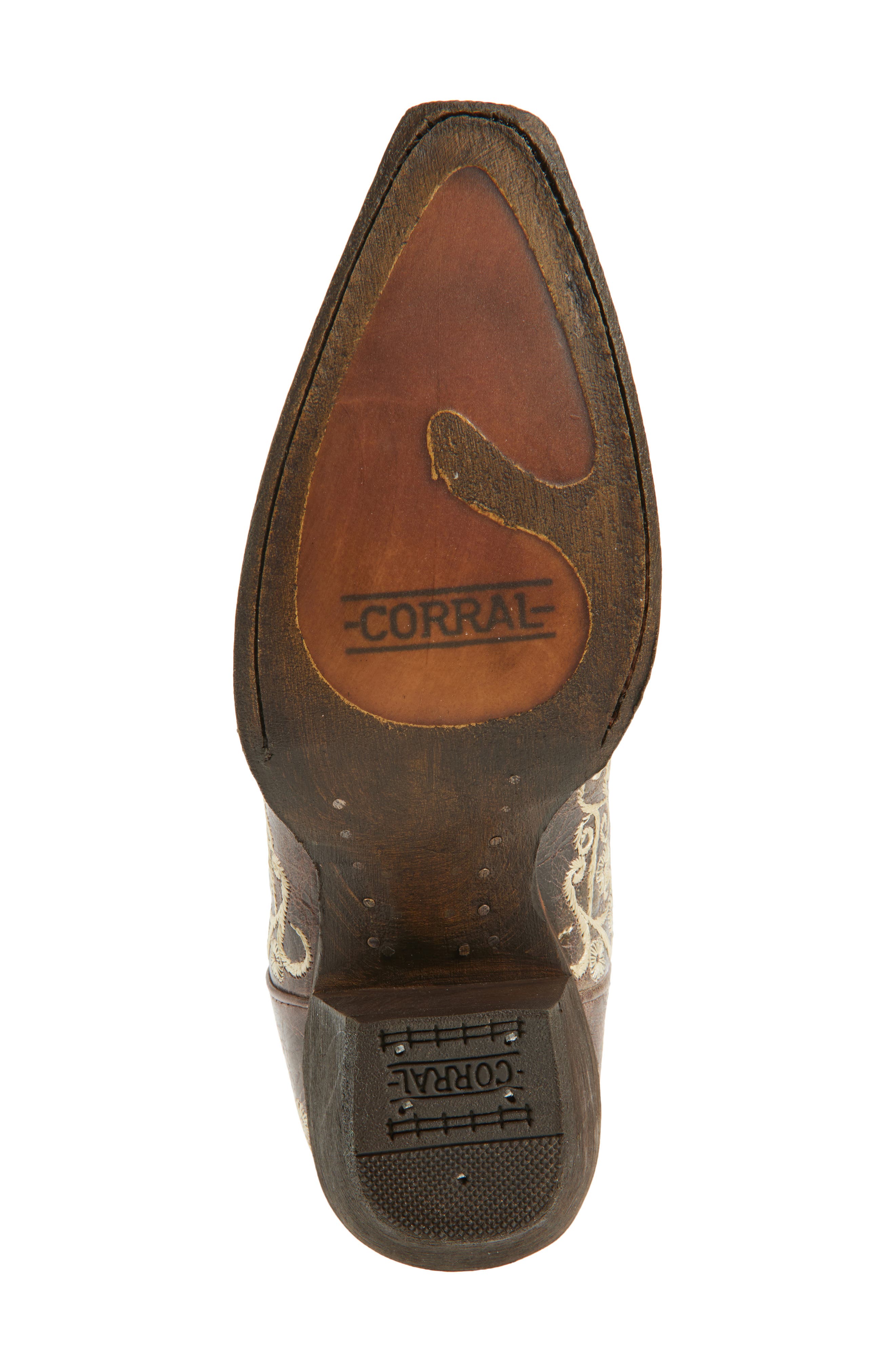 CORRAL Embroidered Crackled Mid Calf Western Boot, Alternate, color, Brown