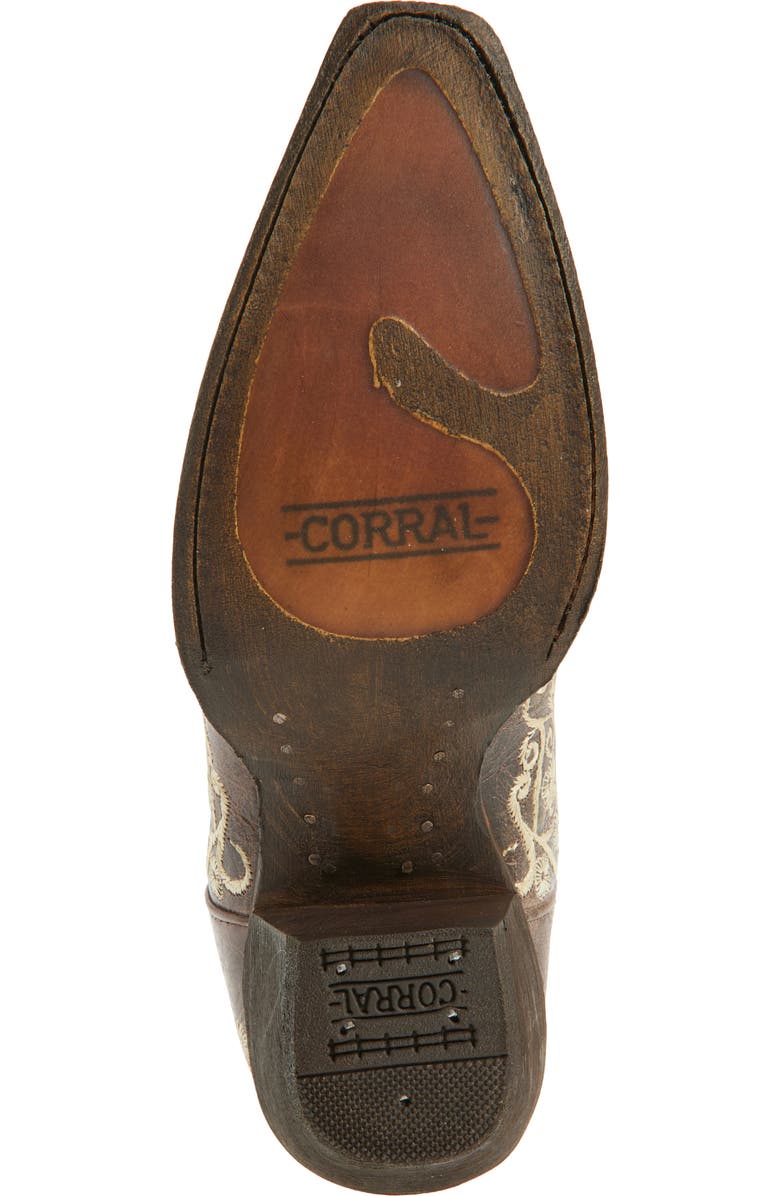 CORRAL Embroidered Crackled Mid Calf Western Boot, Alternate, color, Brown