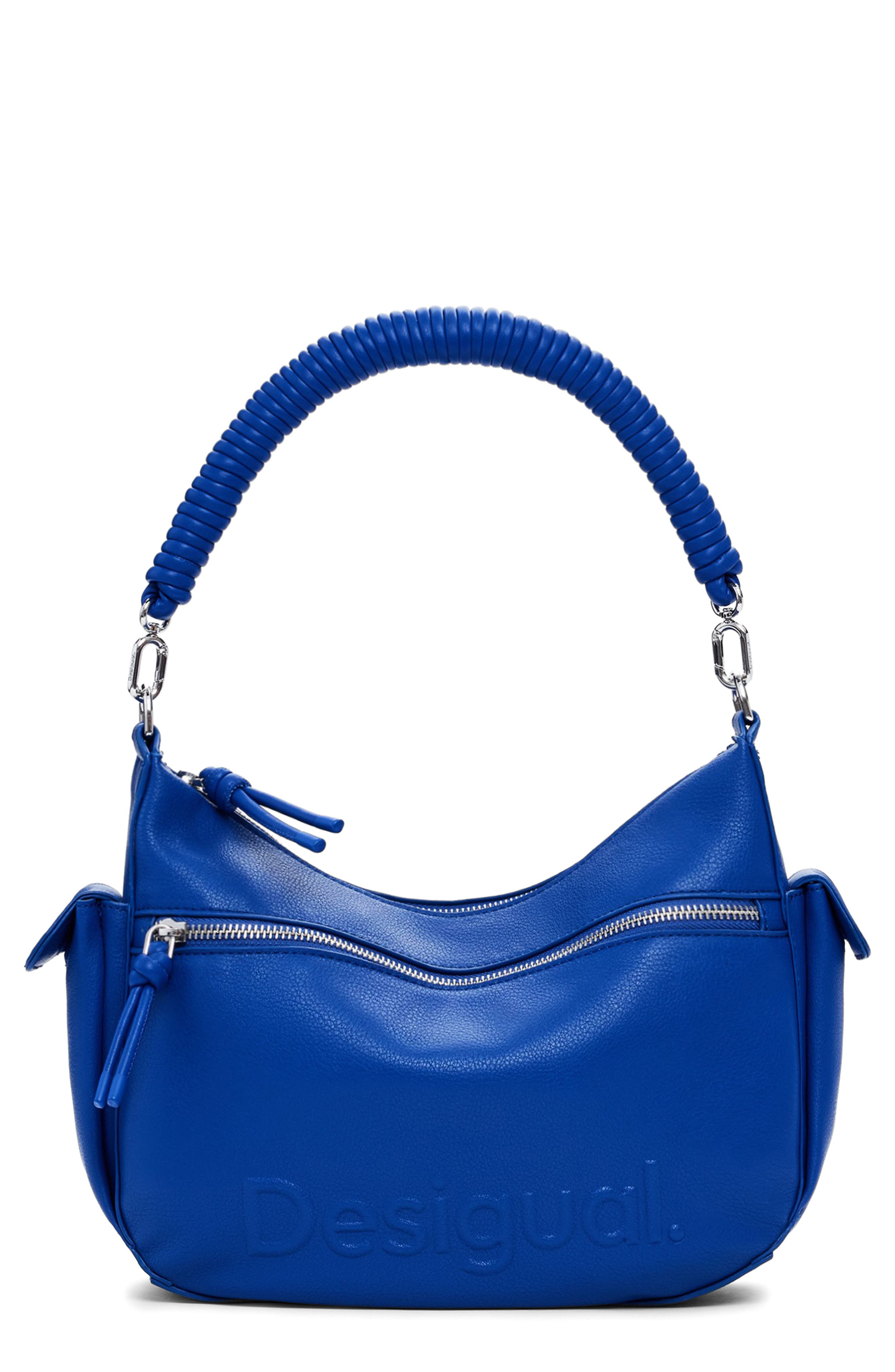 Desigual Faux Leather Shoulder Bag, Main, color, Royal Blue