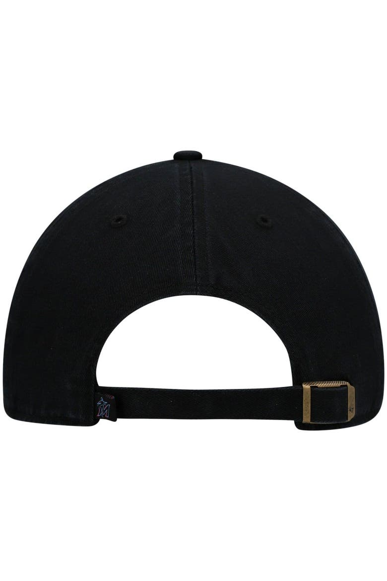 Men's '47 Black Miami Marlins Clean Up Adjustable Hat, Alternate, color, Black