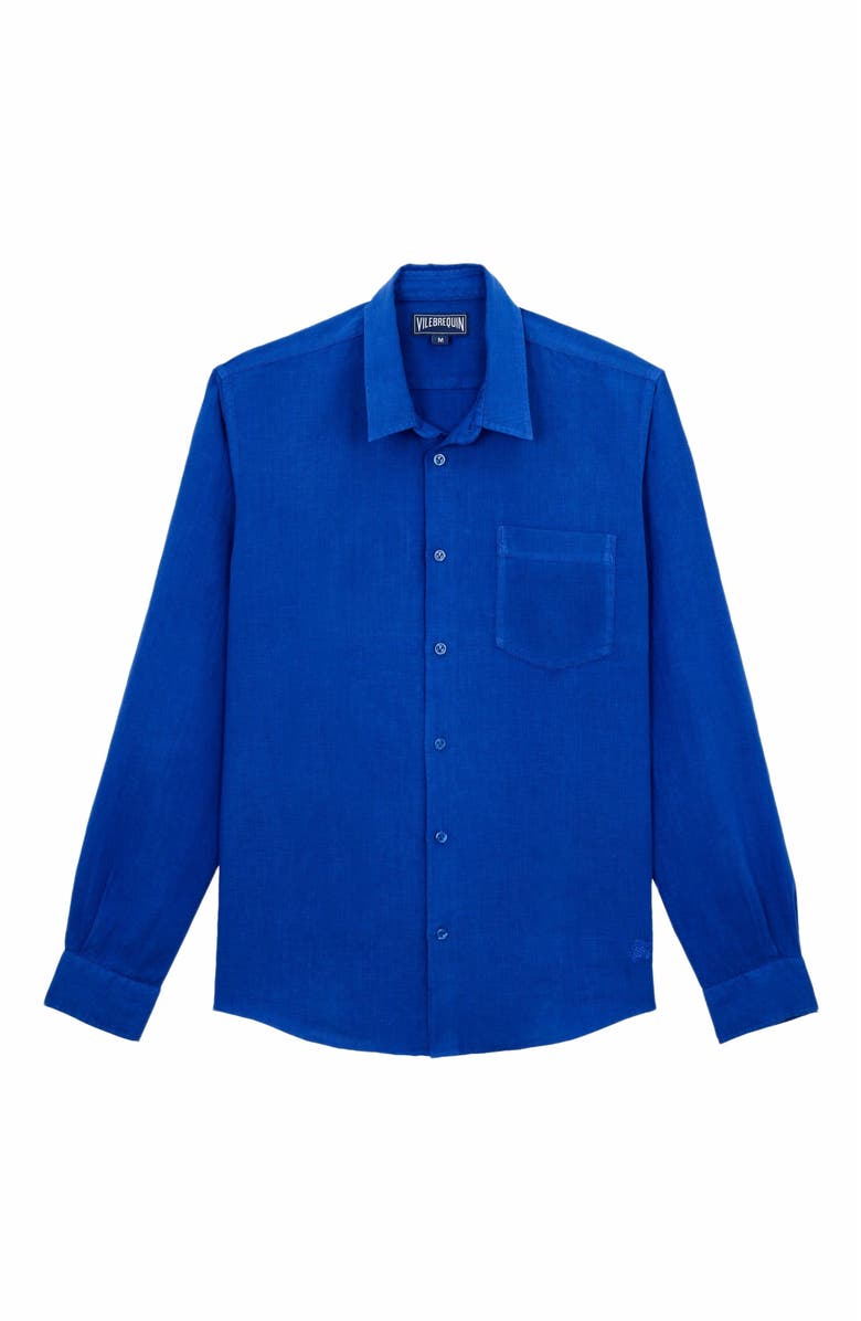 Vilebrequin Men's Solid Linen Shirt, Alternate, color, Marrakech