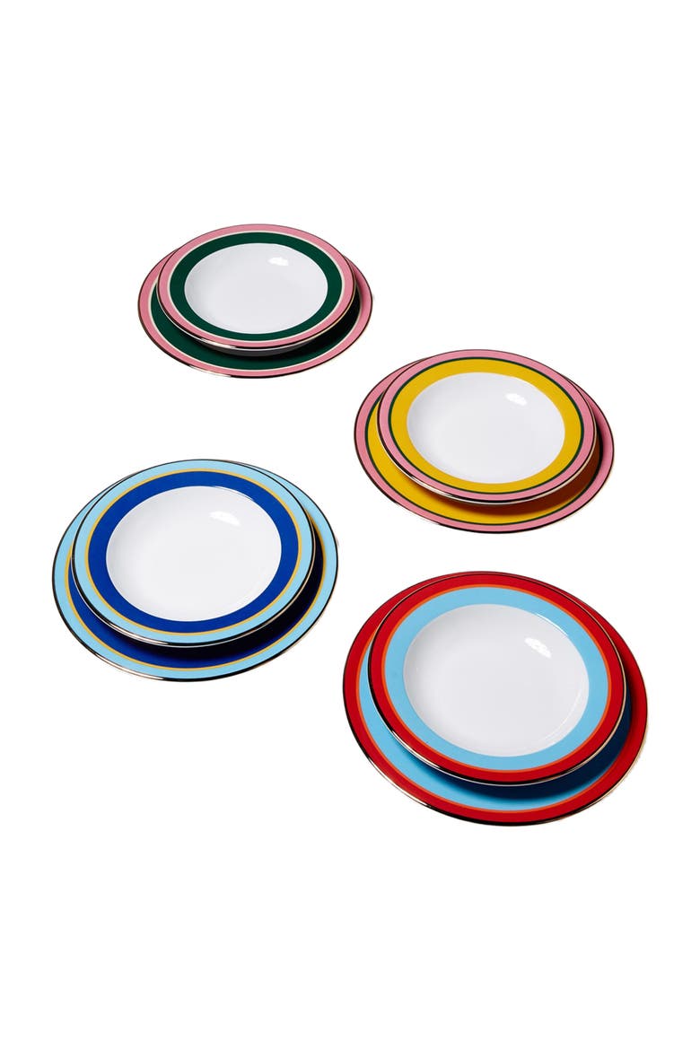 Soup And Dinner Plates Set Of 8 Rainbow Mix, Main, color, Rainbow Mix