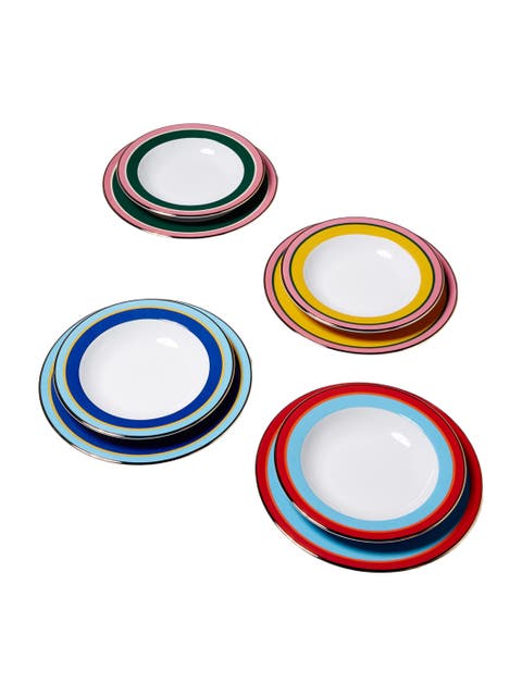 Soup And Dinner Plates Set Of 8 Rainbow Mix
