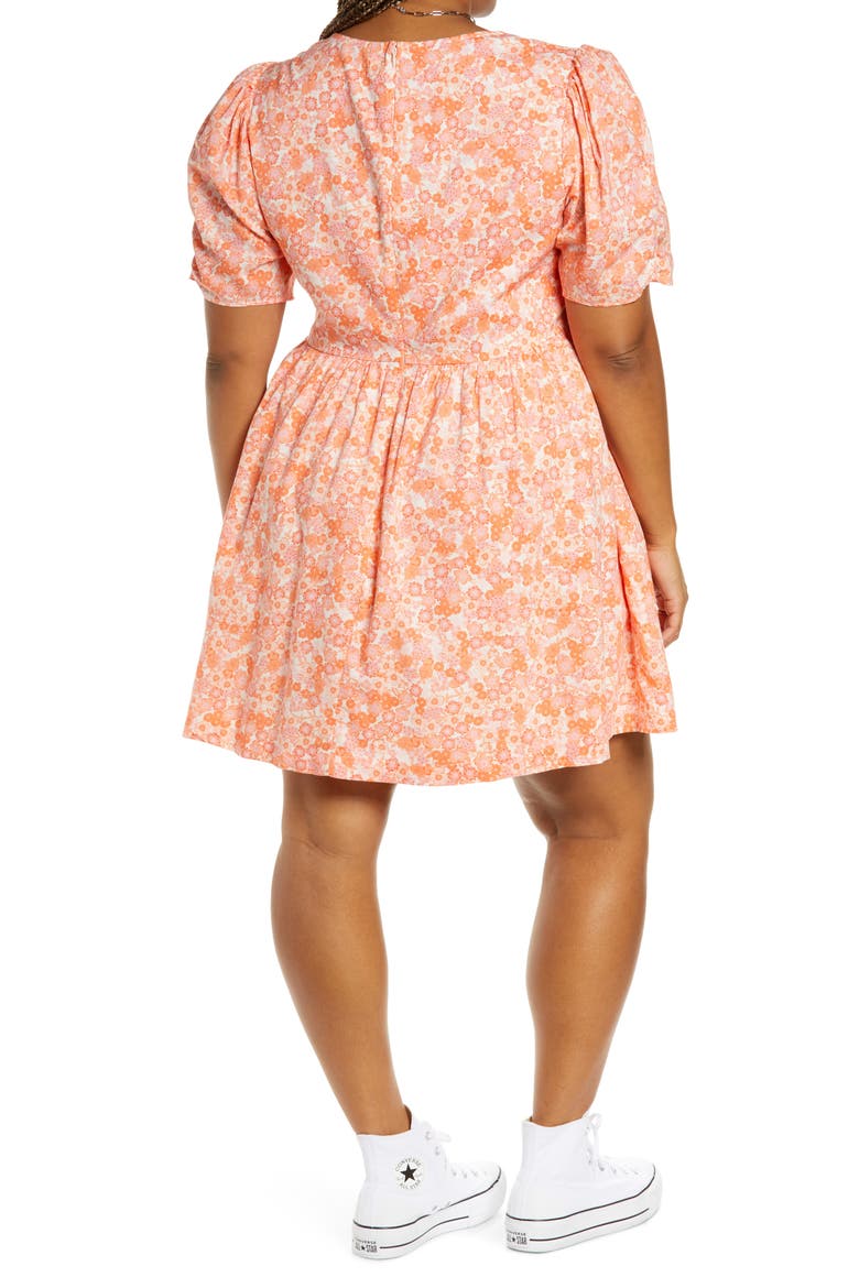 Floral Print Fit & Flare Dress, Alternate, color, IVORY- CORAL TARRY FLORAL