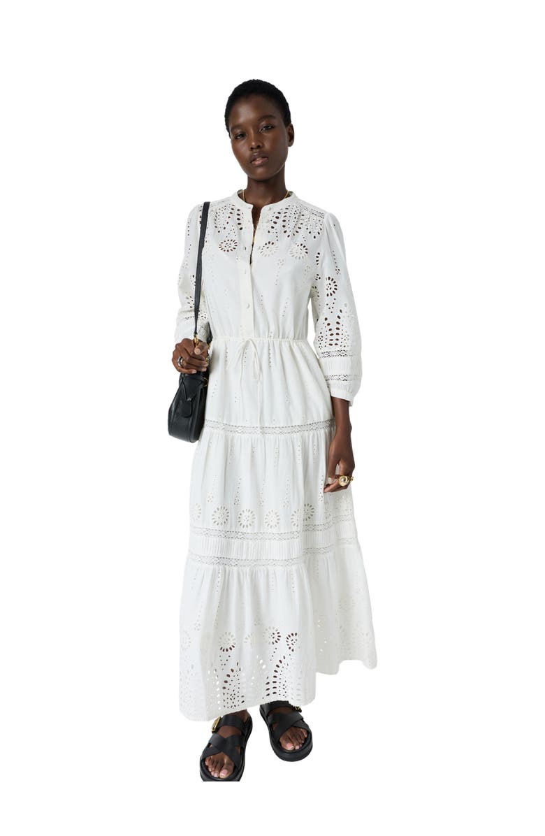 GERARD DAREL Rhonie Openwork Embroidered Maxi Dress, Main, color, Ecru