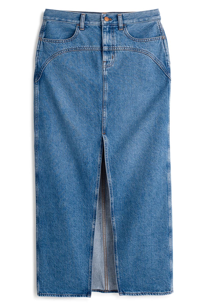 Madewell Western Denim Maxi Skirt, Alternate, color, 