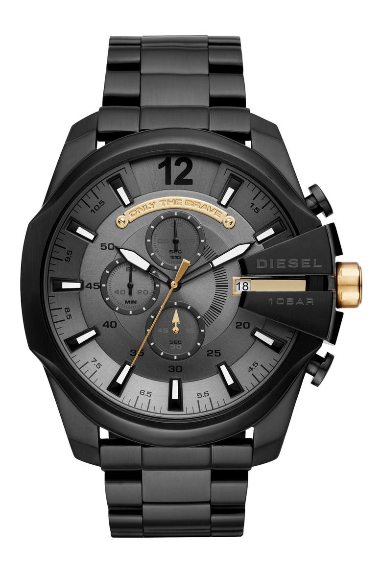Mega Chief Chronograph Bracelet Watch, 51mm, Main, color, BLACK