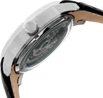 Ryder Skeleton Leather-Band Watch
