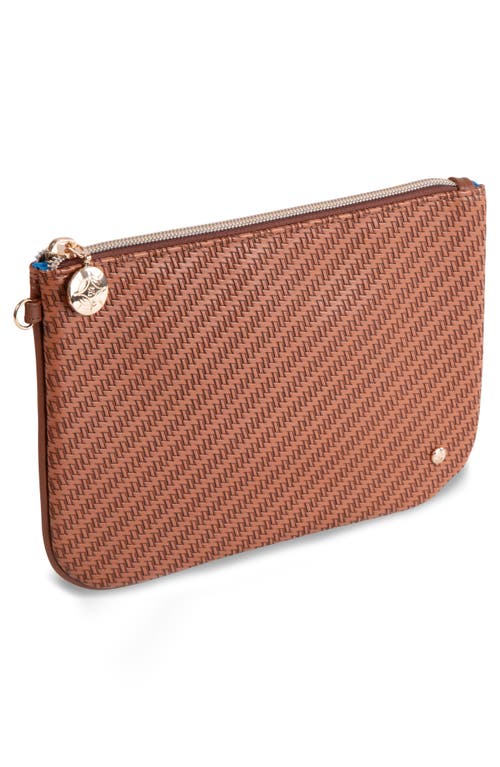 Stephanie Johnson Rosewood Cognac Aria Large Flat Cosmetics Pouch In Beige