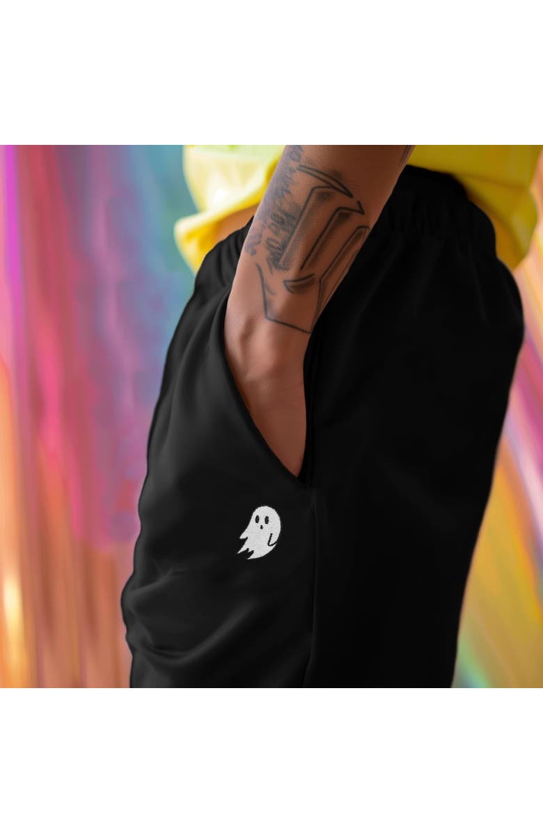 Dalix Mens Ghost Embroidered Fleece Sweats Pants, Alternate, color, Black