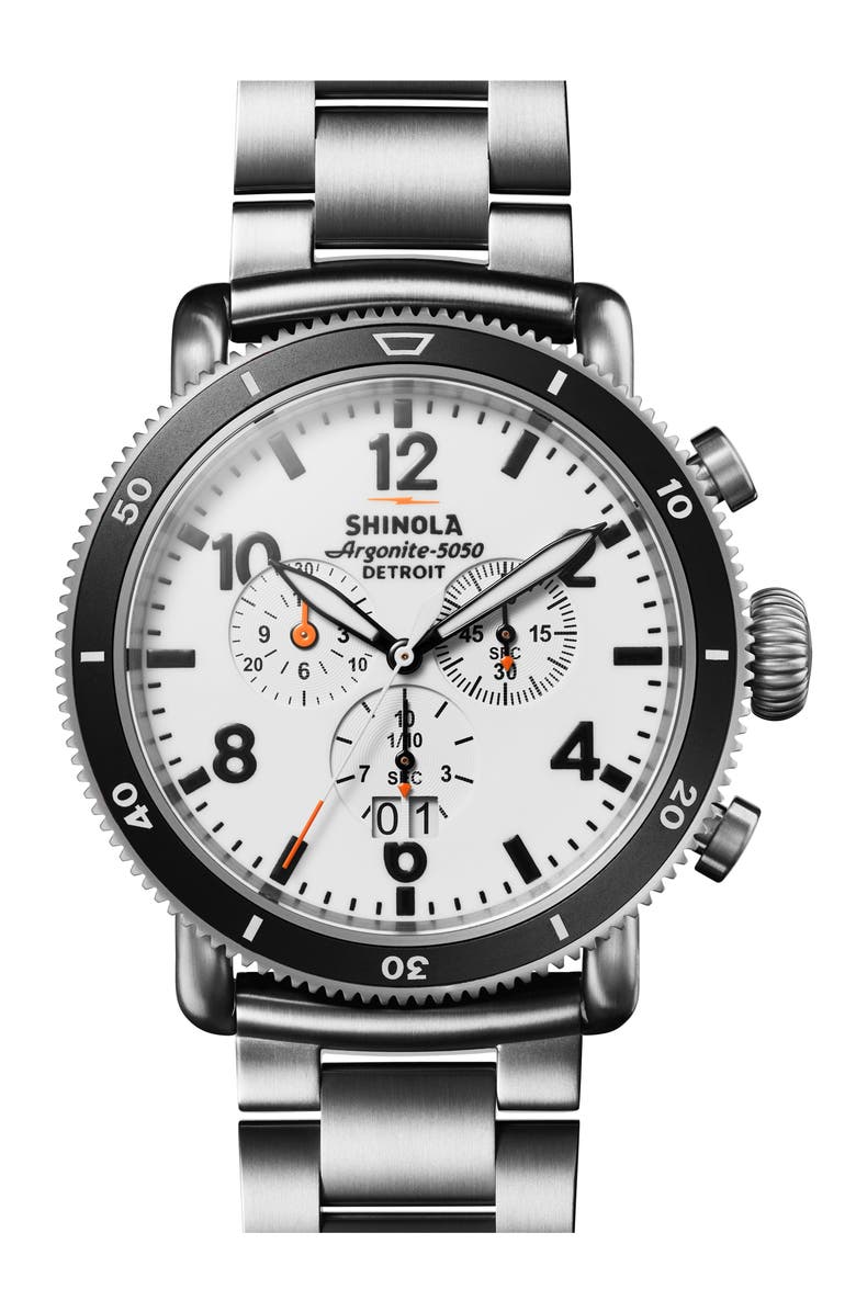 Shinola Runwell Sport White Hurricane Chronograph Watch Gift Set, 48mm, Main, color, White