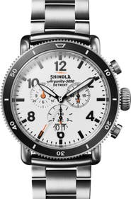 Shinola Runwell Sport White Hurricane Chronograph Watch Gift Set, 48mm