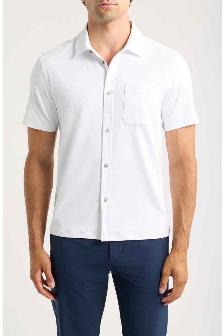 Ponto Short Sleeve Performance Button-Up Shirt, Main, color, WHITE