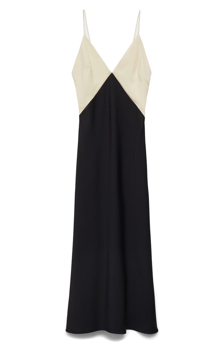 MANGO Two Tone Slipdress, Alternate, color, Black