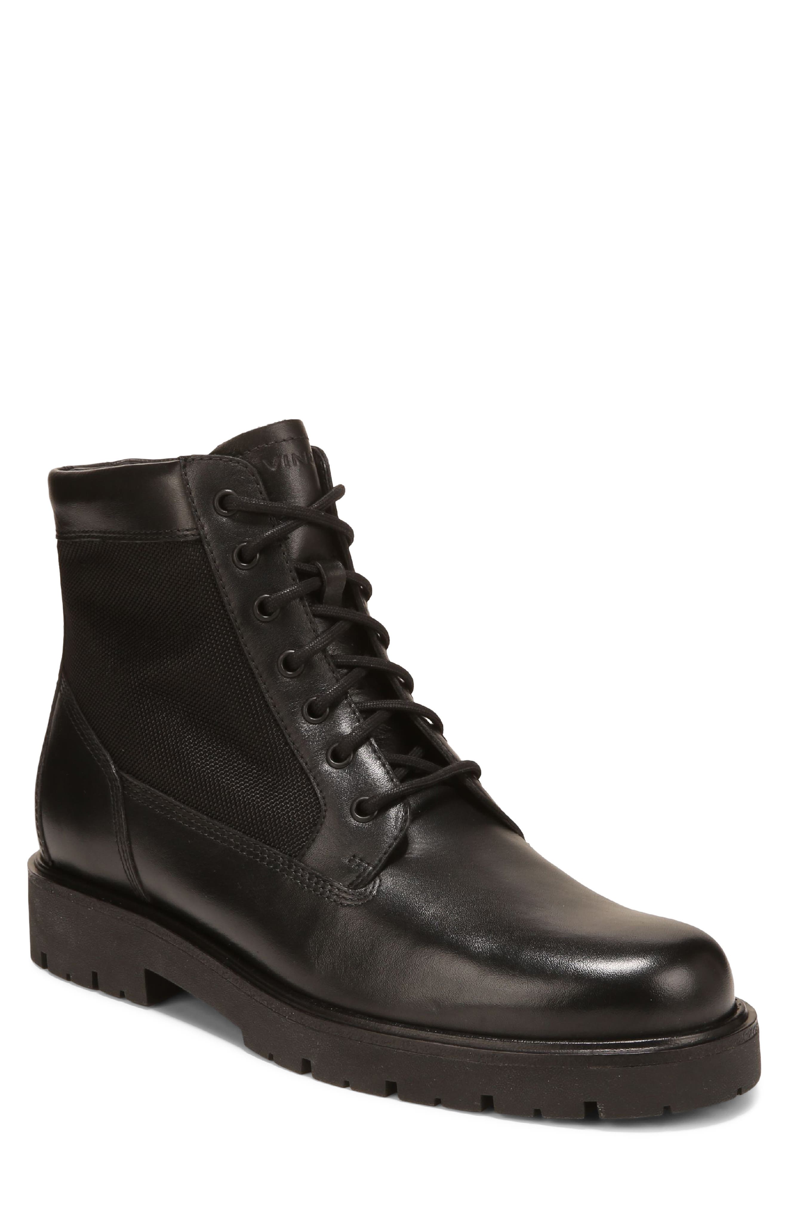 Lennox Leather Combat Boot, Main, color, BLACK LEATHER