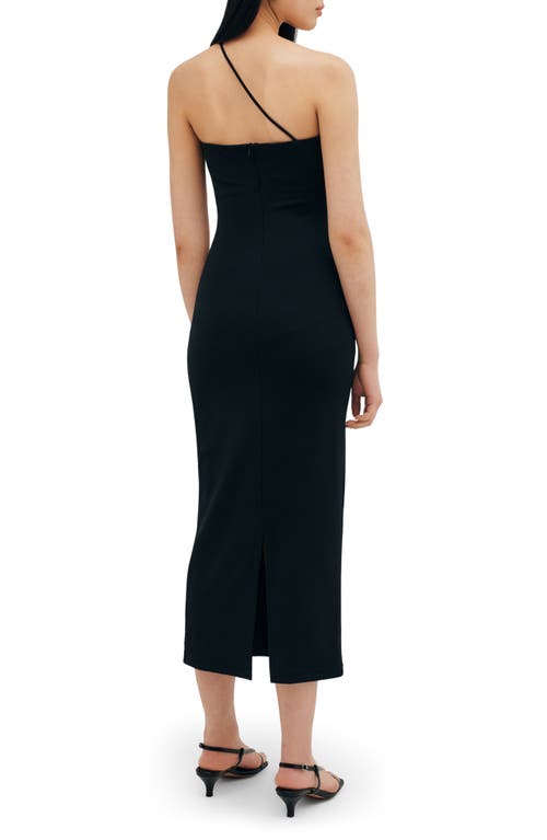 Two Lines By Marcella Bergen One-shoulder Maxi Dress In Black