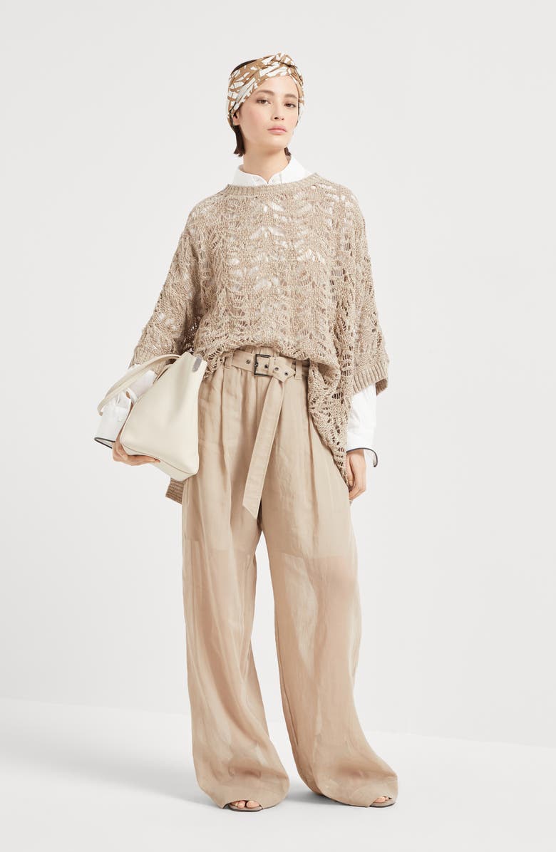 Brunello Cucinelli Foliage Lace poncho, Alternate, color, 