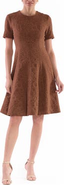 Julia Jordan Floral Jacquard Fit & Flare Dress