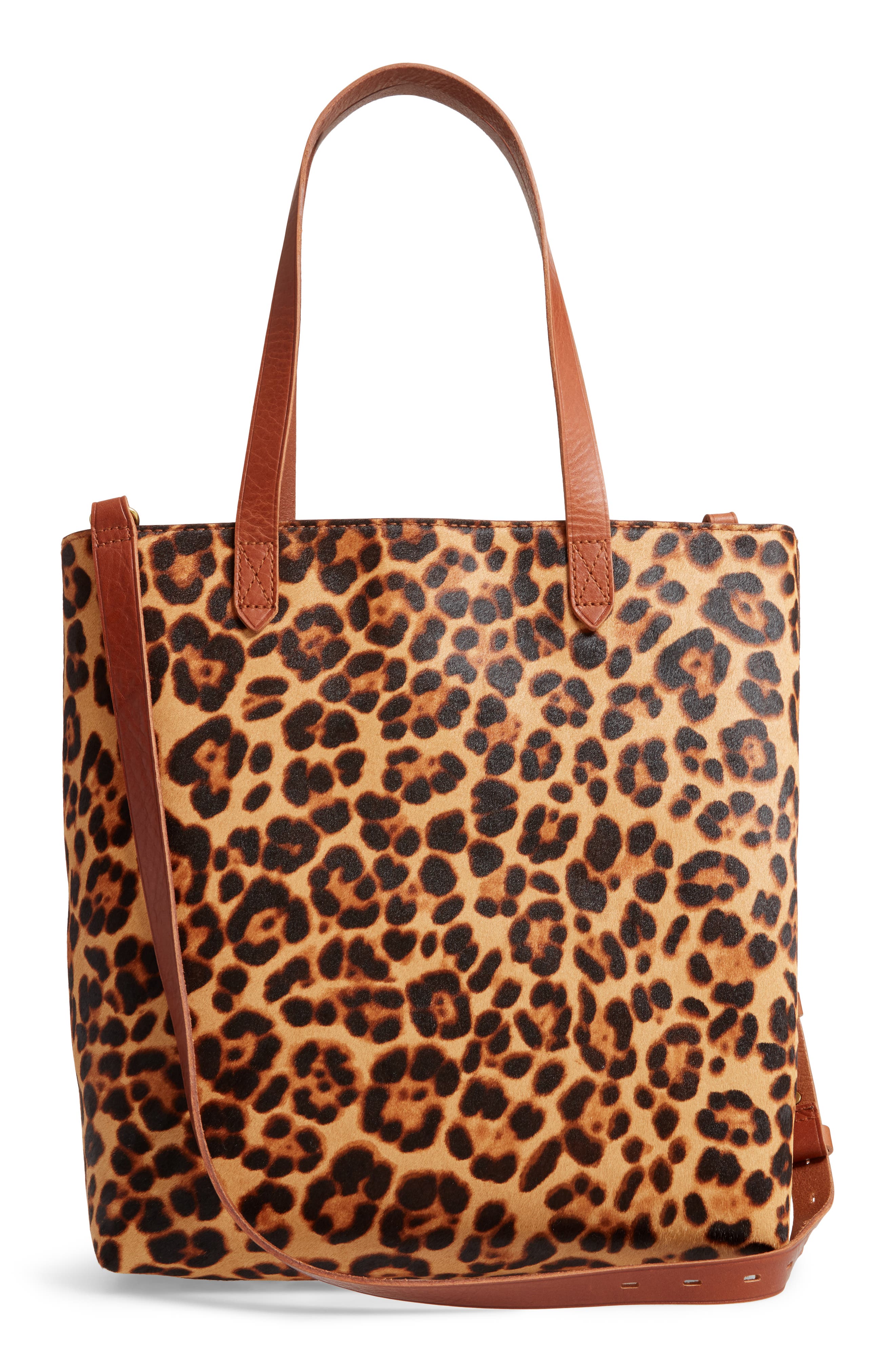 Madewell Leopard Genuine Calf Hair Medium Transport Tote, Alternate, color, 