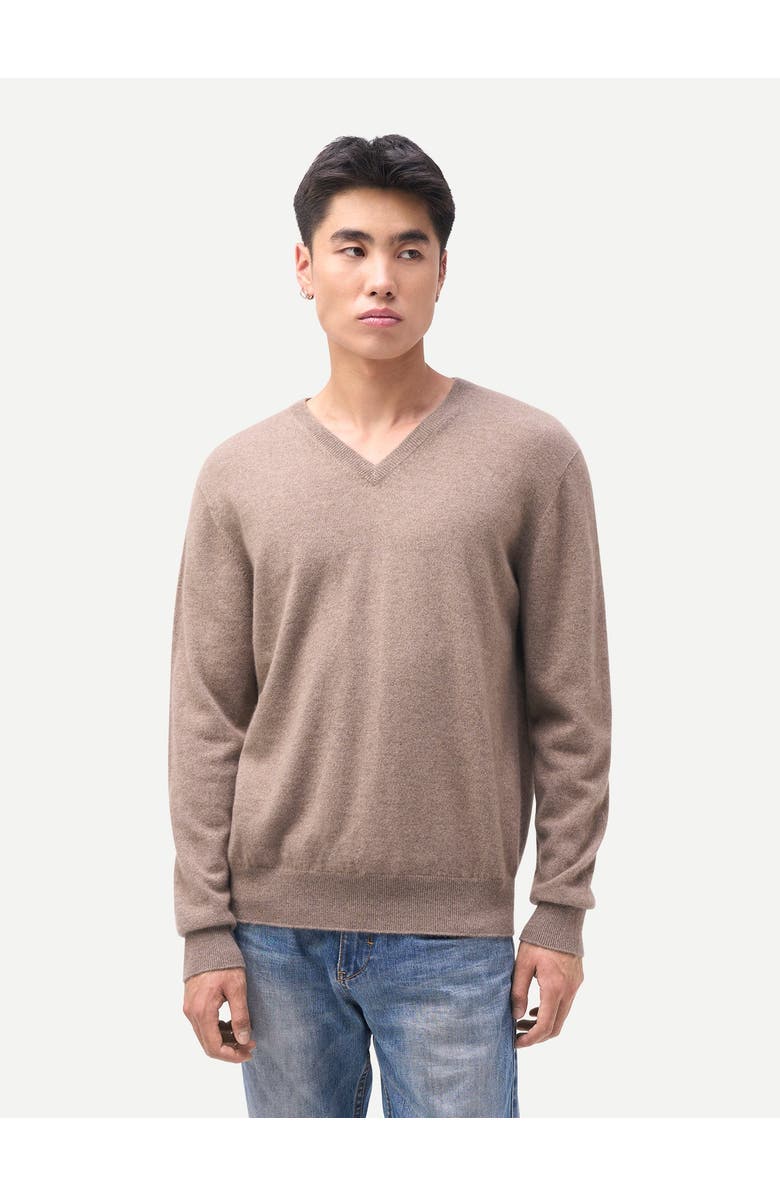 Gobi Cashmere Timeless V-Neck Cashmere Sweater, Main, color, Taupe