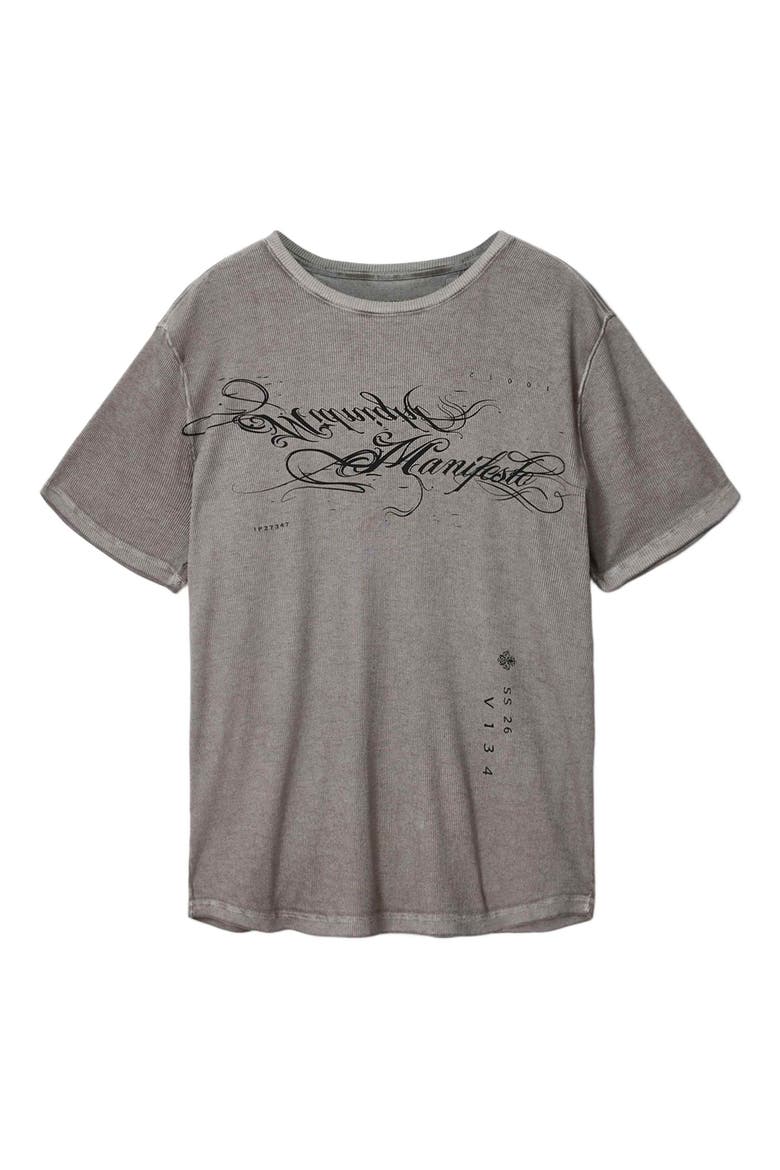 Cotton Blend Rib Graphic T-Shirt, Alternate, color, COAL