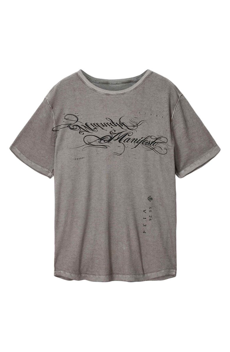 John Varvatos Cotton Blend Rib Graphic T-Shirt, Alternate, color, Coal