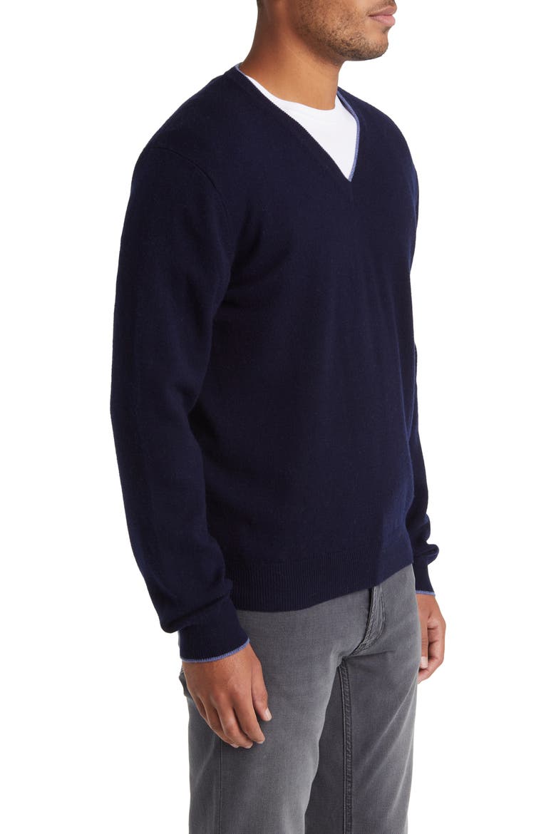 Tipped Merino Wool Sweater, Alternate, color, NAVY