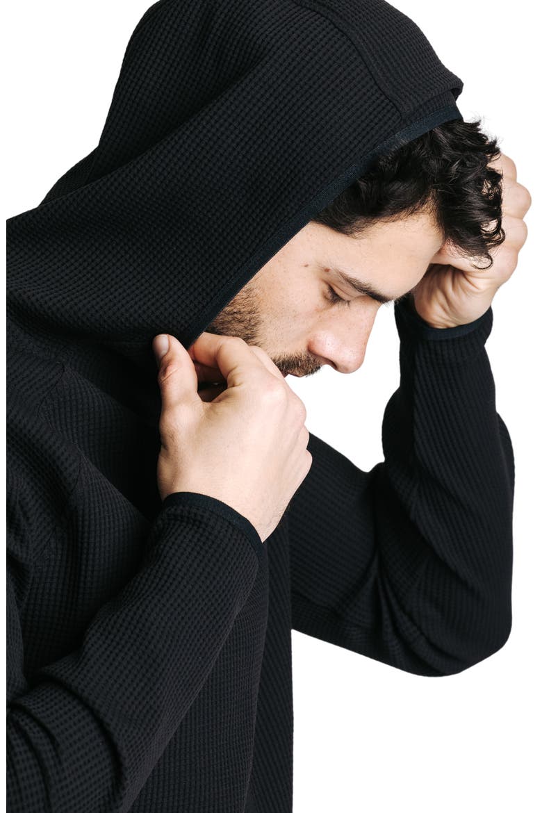 Venture Waffle Performance Pullover Hoodie, Alternate, color, BLACK