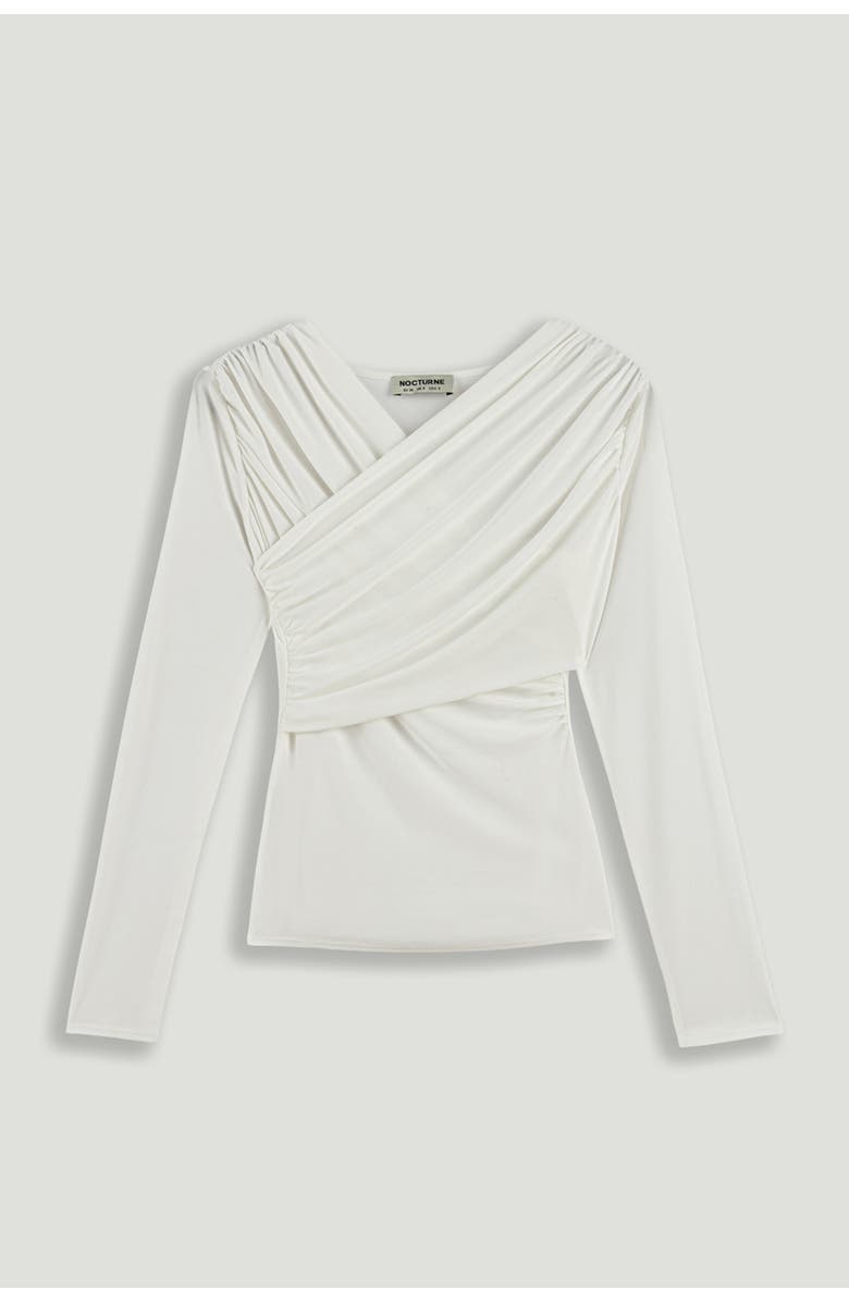 Nocturne Draped Detail Long Sleeve Top, Alternate, color, Ivory