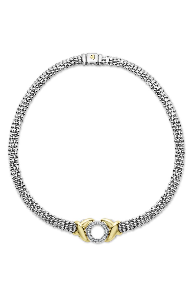 LAGOS Embrace Diamond Pendant Bracelet, Main, color, Yellow Gold/ Silver
