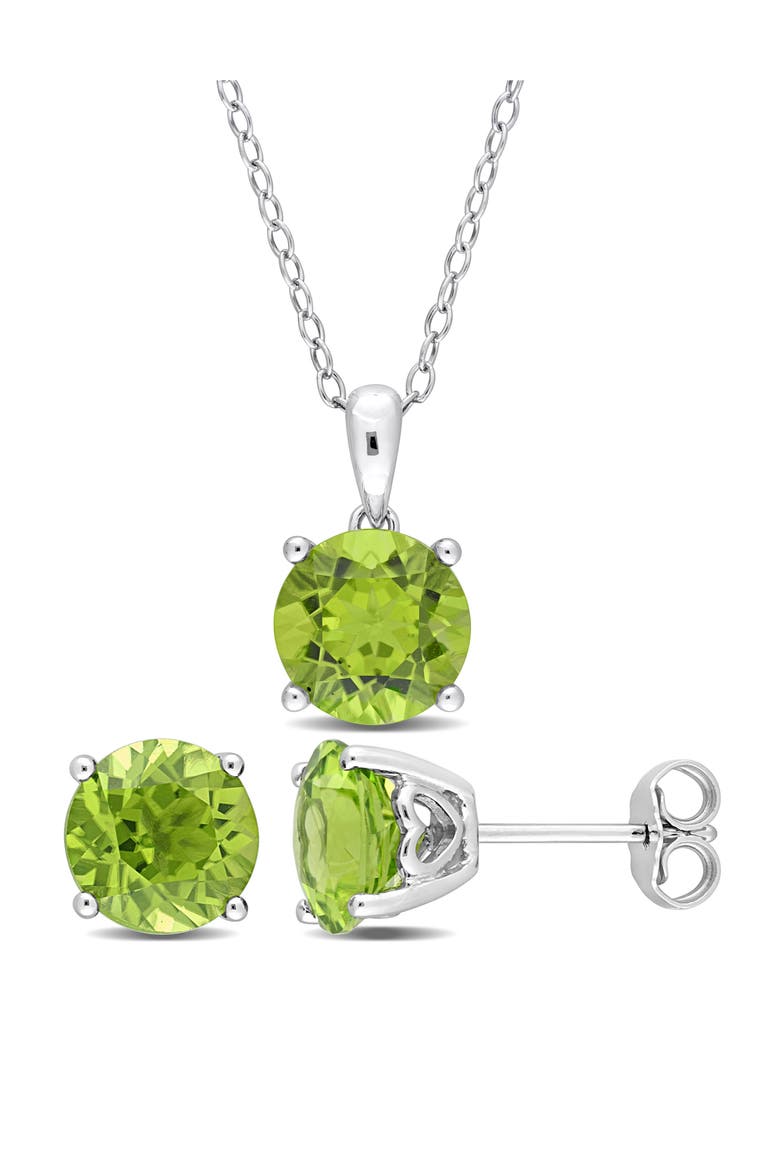 Peridot Earrings & Necklace Set, Main, color, GREEN