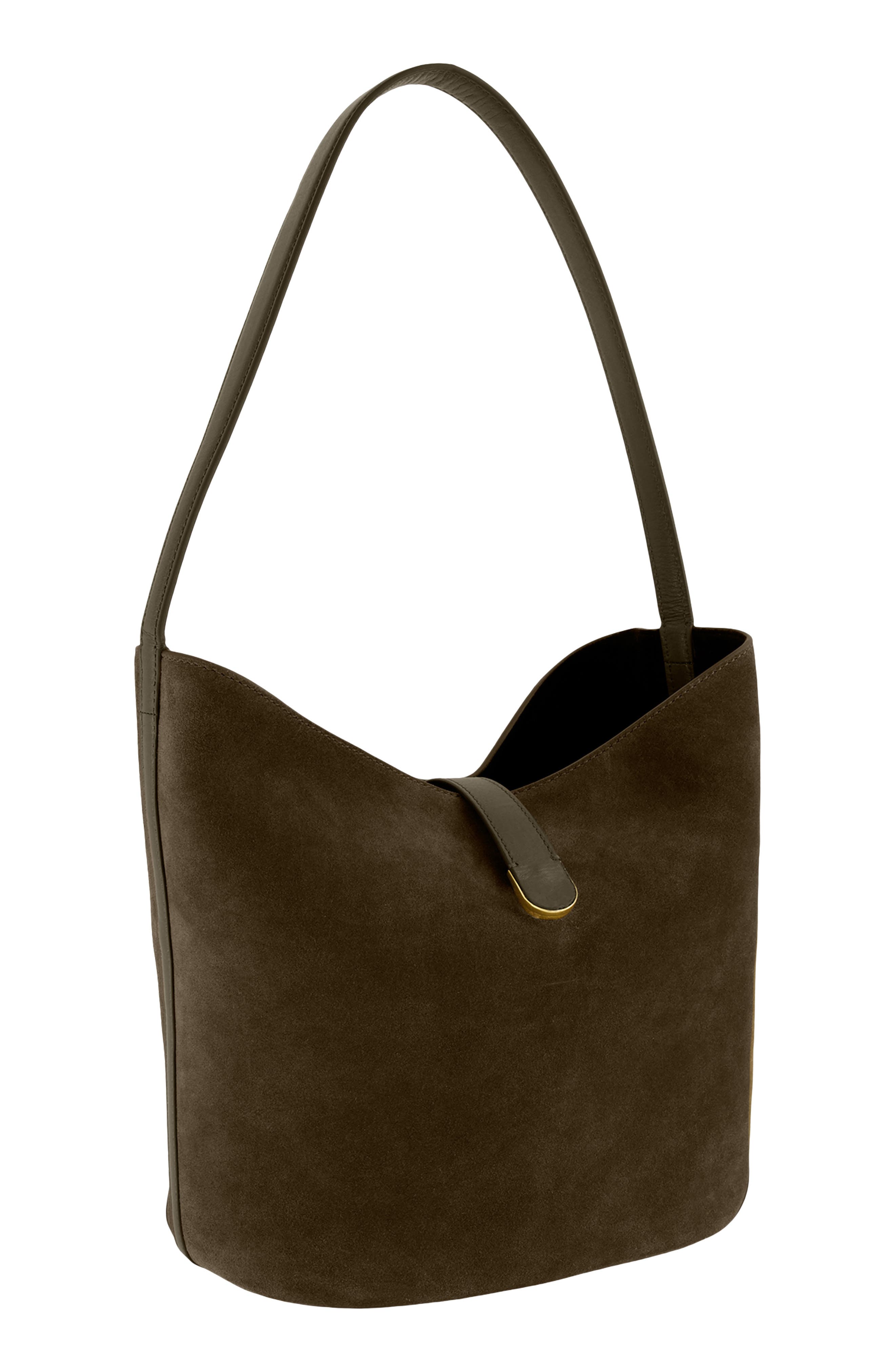 Eris Medium Leather Bucket Bag, Alternate, color, MOSS OCHRE