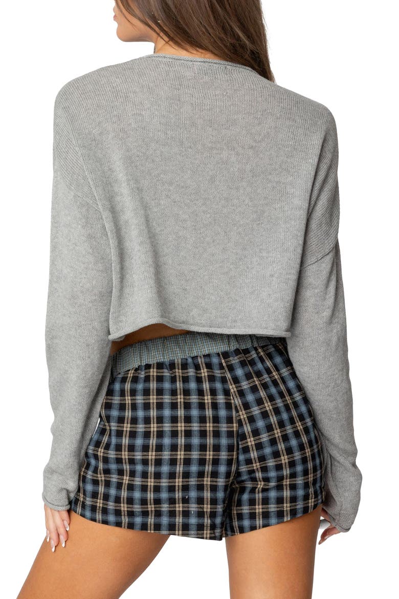 Shyrah Oversize Knit Crop Top, Alternate, color, GRAY-MELANGE