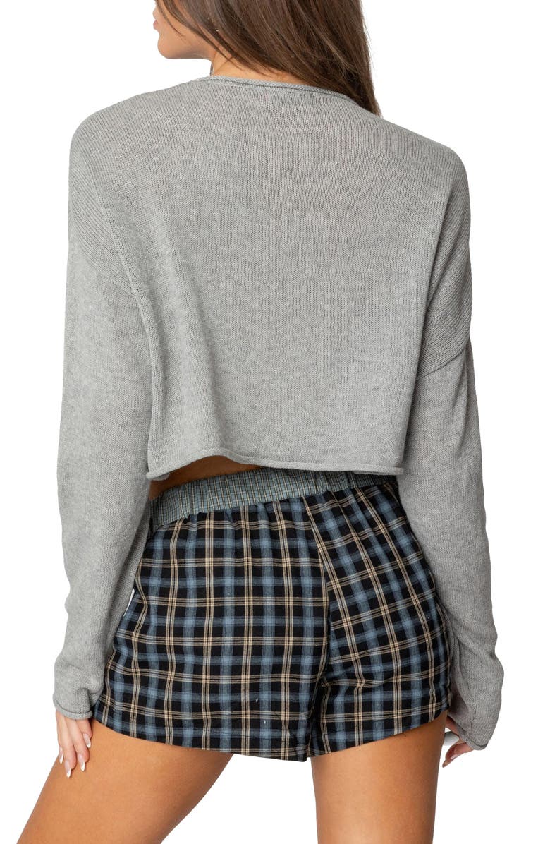 EDIKTED Shyrah Oversize Knit Crop Top, Alternate, color, Gray-Melange