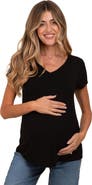PinkBlush Basic V-Neck Short Sleeve Top