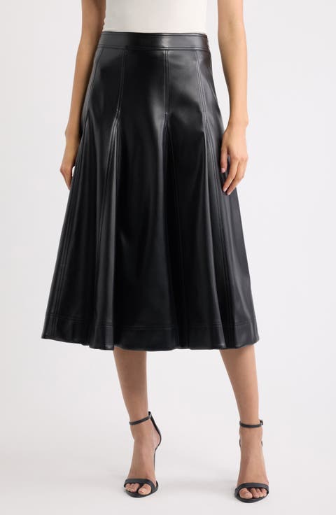 The Mireille Faux Leather Midi Skirt