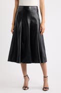 Elie Tahari The Mireille Faux Leather Midi Skirt