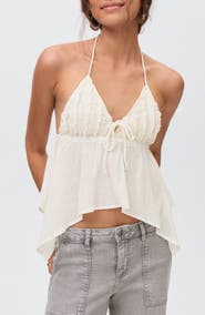 MANGO TEEN Ruffle Halter Cotton Top