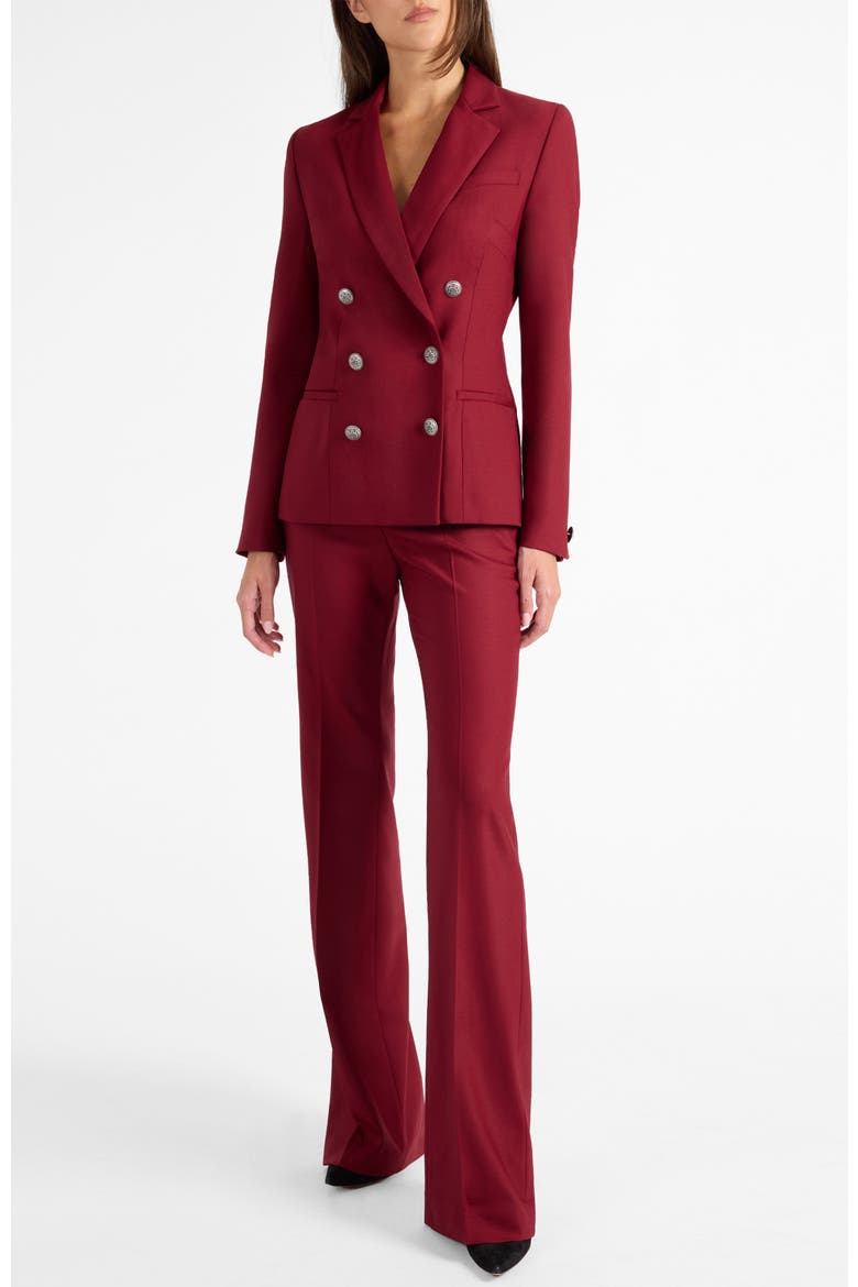Quinn Double Breasted Jacket in Lightweight Virgin Wool Stretch, Alternate, color, BORDEAUX