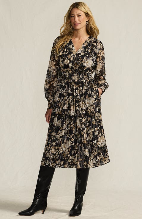 Lurex Shadow Stripe Midi Dress