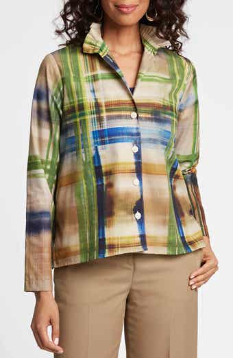 Carolina Painterly Stripe Cotton Button-Up Shirt