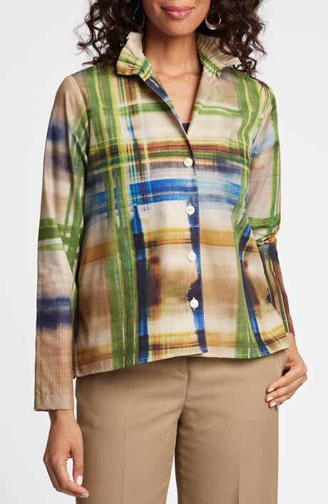 Carolina Painterly Stripe Cotton Button-Up Shirt