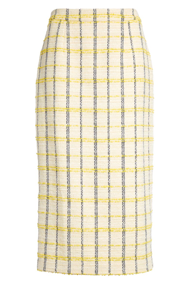 Plaid Tweed Pencil Skirt, Main, color, IVORY- NAVY TWEED